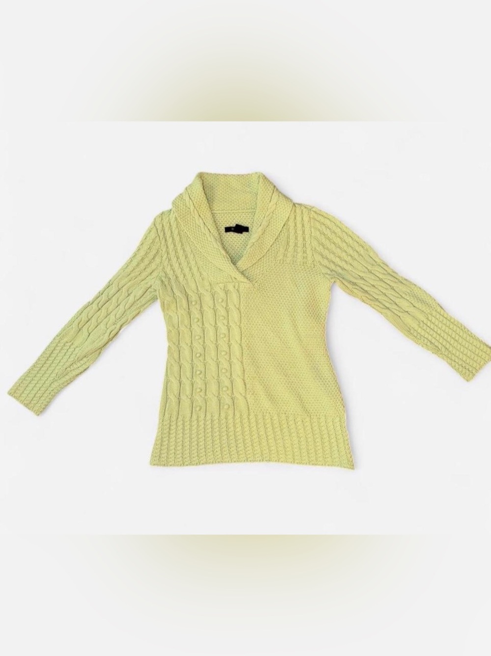 Style & Co. Shawl Collar Cable Knit Sweater - Pale green